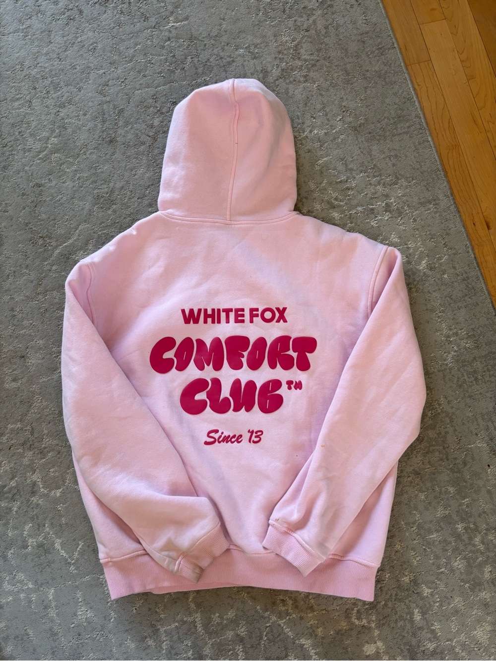 White fox light pink comfort club hoodie